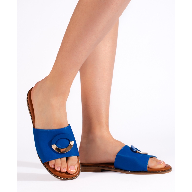 Blå platta flip-flops för kvinnor 2