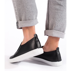 Genombrutna slip-on sneakers, svarta 2