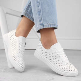 Genombrutna sportskor för kvinnor, vita Sabatina 0819 1