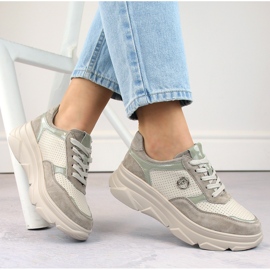 Beige sportskor i läder för dam Filippo DP6108/24 BE 1