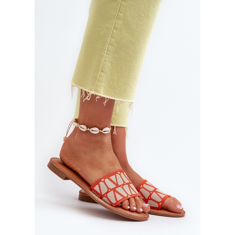 Platta flipflops för kvinnor Orange Traivea 2