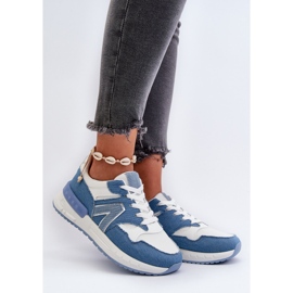 Denimsneakers för kvinnor gjorda av ekologiskt läder, blå vinelli 2