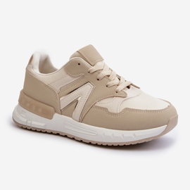 Damsneakers gjorda av ekologiskt läder, beige vinelli 1