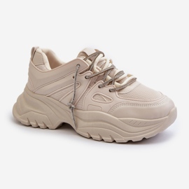 Damsneakers på en massiv sula med dekorativ snörning Beige Relissa 2
