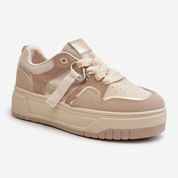 Platformsneakers för kvinnor gjorda av ekologiskt läder, Beige Moun 1