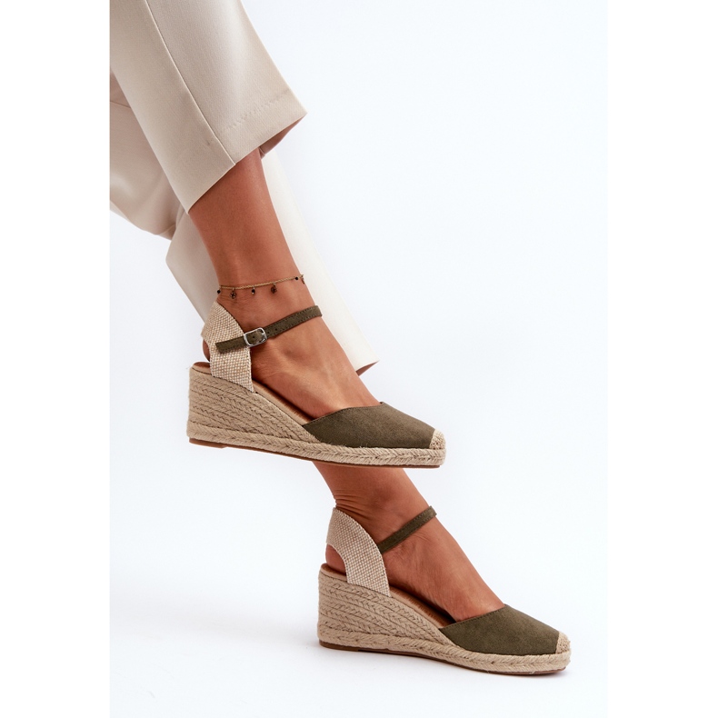 Mocka Espadrilles Wedge Sandaler Grön Cammer 1