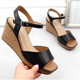 Svarta kilsandaler för kvinnor Sergio Leone SK229 1