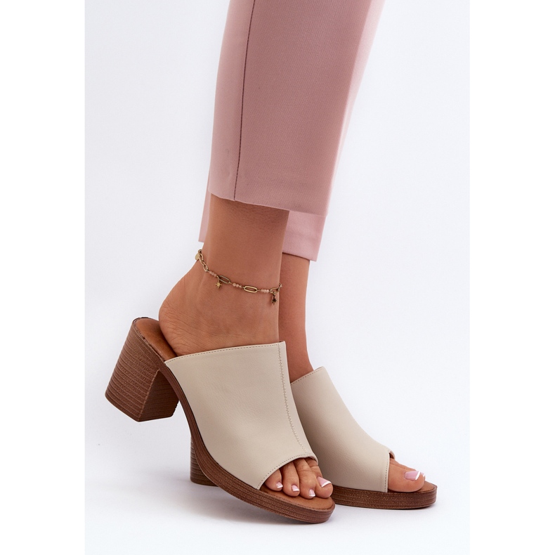 Eleganta, lätta damtofflor med höga klackar, Beige Varnila brun 2