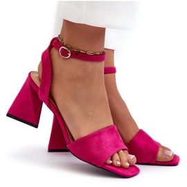 Vinceza Högklackade damsandaler gjorda av Eco Mocka Fuchsia Upttima rosa 11