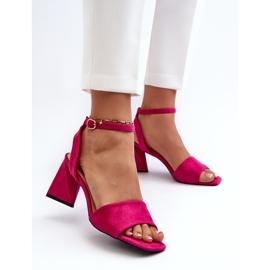 Vinceza Högklackade damsandaler gjorda av Eco Mocka Fuchsia Upttima rosa 5
