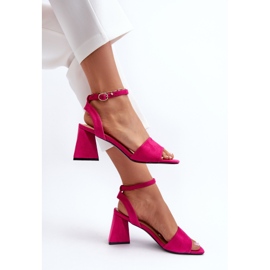 Vinceza Högklackade damsandaler gjorda av Eco Mocka Fuchsia Upttima rosa 1