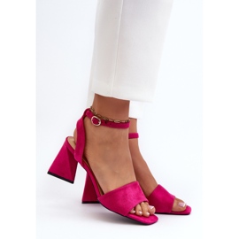 Vinceza Högklackade damsandaler gjorda av Eco Mocka Fuchsia Upttima rosa 4