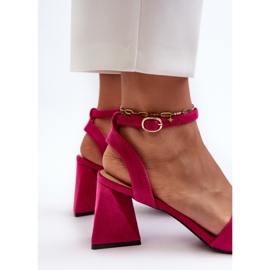 Vinceza Högklackade damsandaler gjorda av Eco Mocka Fuchsia Upttima rosa 2