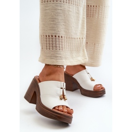 Vinceza Damflip-flops gjorda av ekologiskt läder med en plattform och ett block, vit Dafira 1