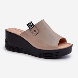 Vinceza Klädd flip-flops dam gyllene Vleni 1