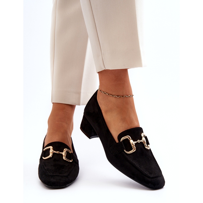 Bellucci Lågklackade blockpumps med dekoration, svart 3