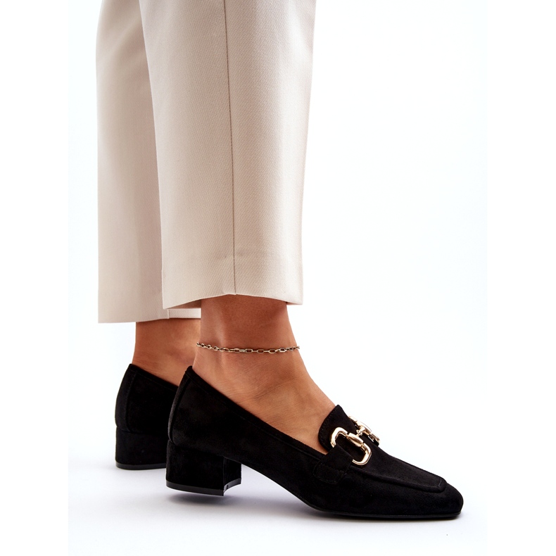 Bellucci Lågklackade blockpumps med dekoration, svart 2