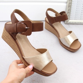 Kilsandaler för kvinnor med guldspänne Sergio Leone SK302 gyllene 1