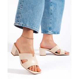 Beige högklackade flipflops för kvinnor 1