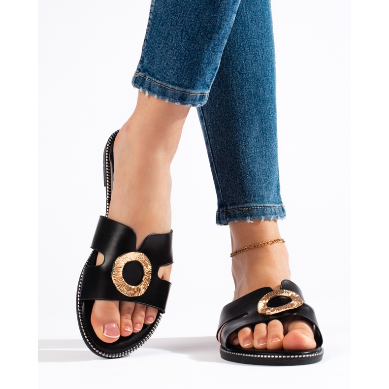 Svarta platta rutschbanor för kvinnor 1