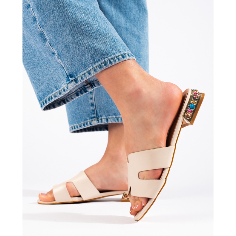 Beige platt rutschkana för kvinnor 1