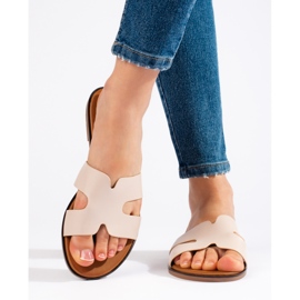Beige platta flip-flops för kvinnor 1