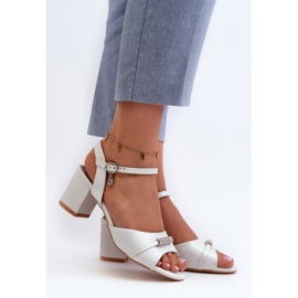 Vinceza Ekologiska lädersandaler för kvinnor på hög klack med silver Narhi-dekorationer silver- 2