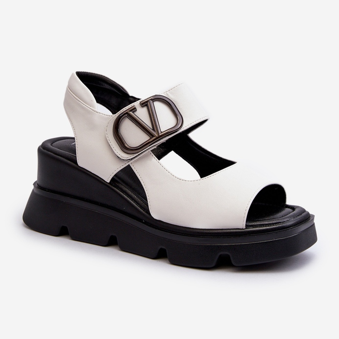 Vinceza Dam- och plattformssandaler gjorda av ekologiskt läder, vit Triaola 1
