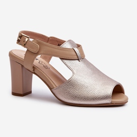 Jezzi Högklackade damsandaler gjorda av ekologiskt läder, guld Queenmarie gyllene 1