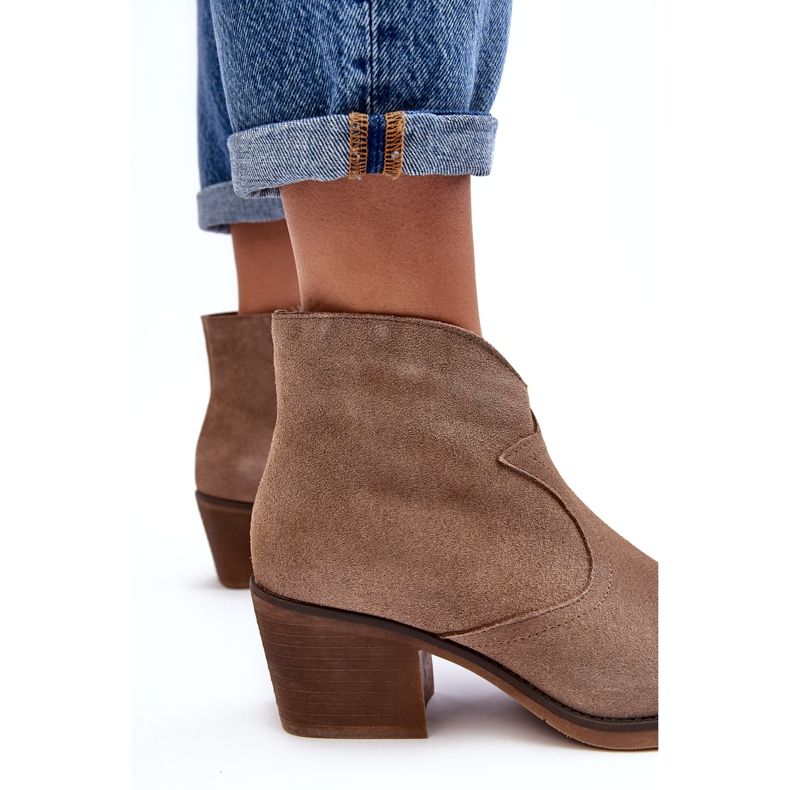 S.Barski Cowboystövlar i mocka med dragkedja D&amp;A SN622-29 Mörkbeige 3