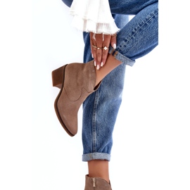 S.Barski Cowboystövlar i mocka med dragkedja D&amp;A SN622-29 Mörkbeige 2