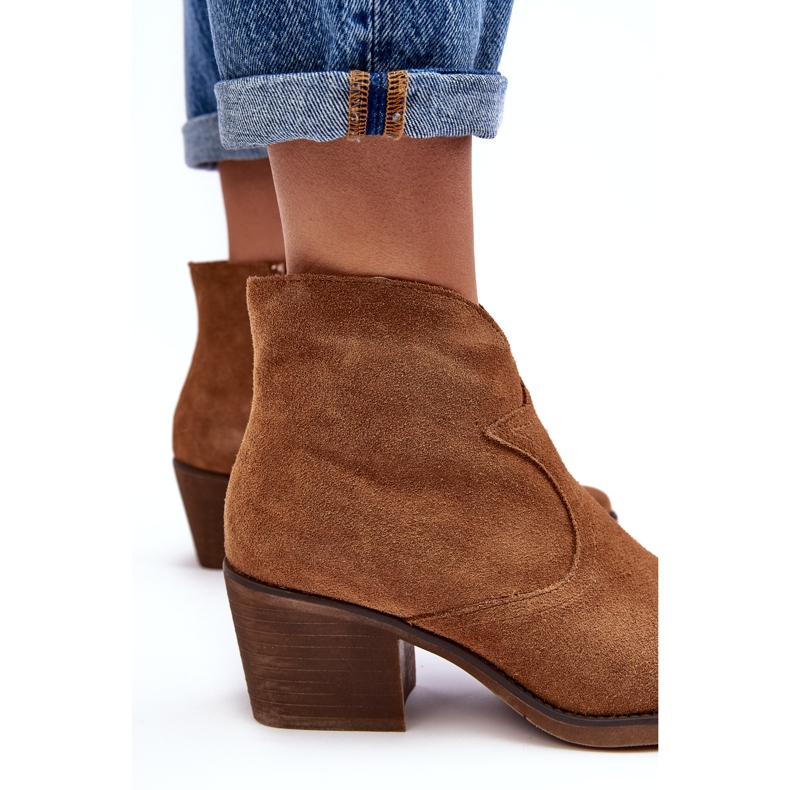 S.Barski Cowboystövlar i mocka med dragkedja D&amp;A SN622-29 Camel brun 2