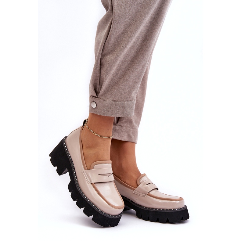 S.Barski Lädermockasiner för kvinnor D&amp;A MR870-32 Beige 1