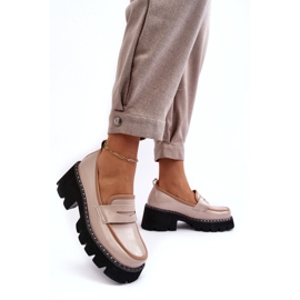 S.Barski Lädermockasiner för kvinnor D&amp;A MR870-32 Beige 2