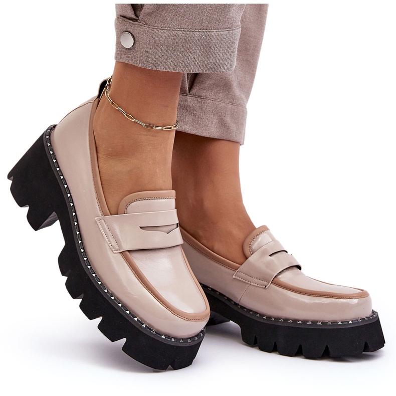 S.Barski Lädermockasiner för kvinnor D&amp;A MR870-32 Beige 4