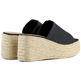 Svarta espadrilleflipflops med hög kil 1
