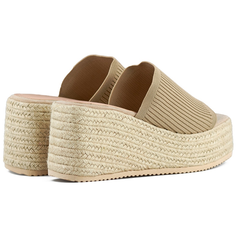 Beige espadrilleflipflops med hög kil 1