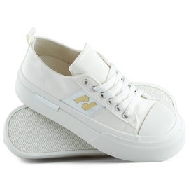 Vita fashionabla damsneakers med tjock plattformssula 1
