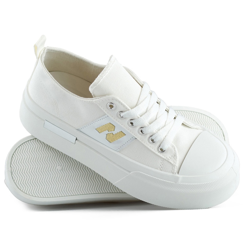 Vita fashionabla damsneakers med tjock plattformssula 1