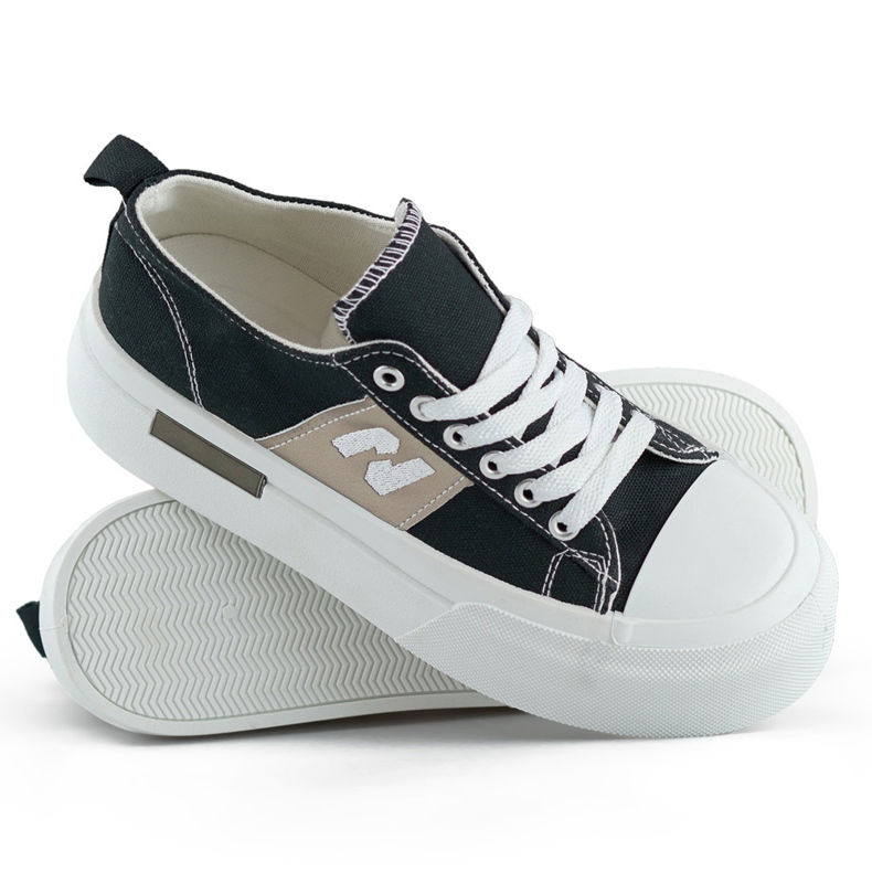 Svarta fashionabla damsneakers med tjock plattformssula 1
