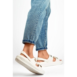 Damflip-flop-sandaler i gummi med dekorationer vit 1