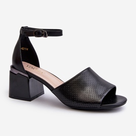 Vinceza Högklackade damsandaler gjorda av ekologiskt läder, svart Horissa 1