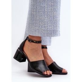 Vinceza Högklackade damsandaler gjorda av ekologiskt läder, svart Horissa 2