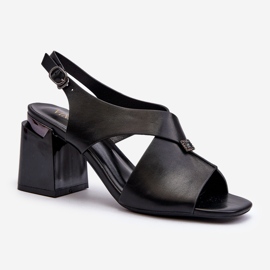 Vinceza Eleganta högklackade damsandaler, ekologiskt läder, svart Asellesa 1