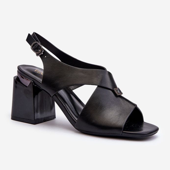 Vinceza Eleganta högklackade damsandaler, ekologiskt läder, svart Asellesa 1