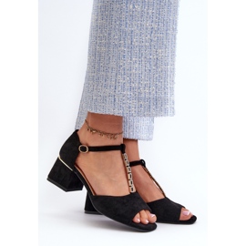 Vinceza Damsandaler med blockklack och dekorativt band, Eco Mocka, Svart Obivena 2