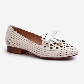 Jezzi Genombrutna ballerinaskor för kvinnor med rosett, vita Nestavia 1