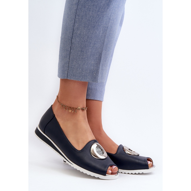 Jezzi Dampumpar med ekologisk läderdekoration, Marinblå Biolita 2