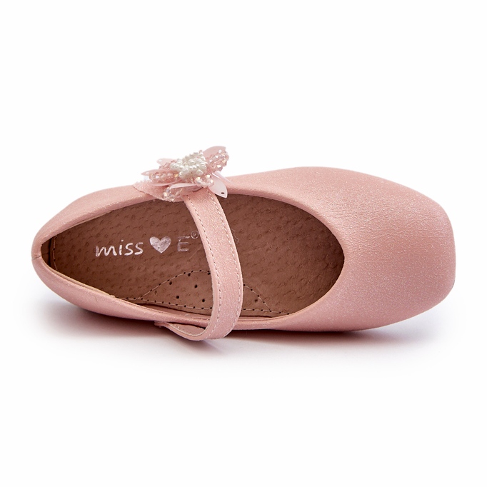 Miss Barnglitterballerinor med kardborreknäppning, rosa 3