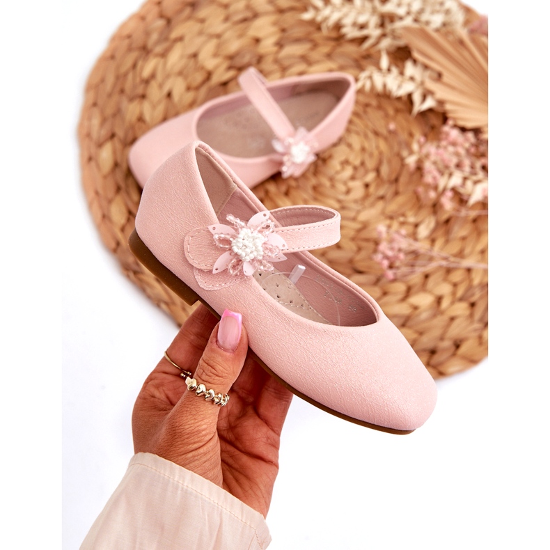 Miss Barnglitterballerinor med kardborreknäppning, rosa 1